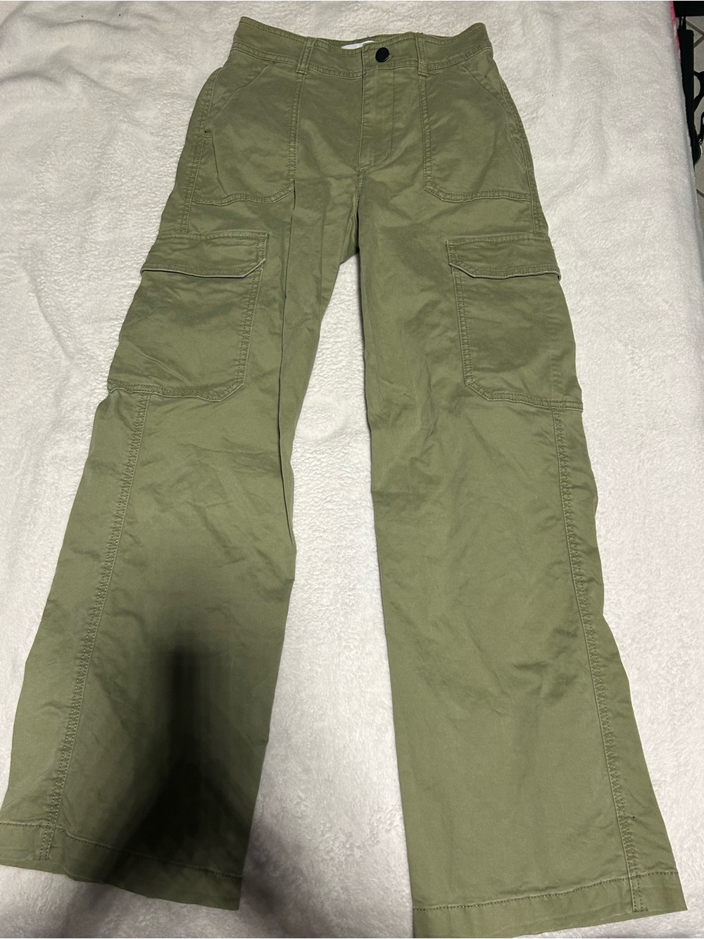 TNA Olive Utility Pants with Snap Waist